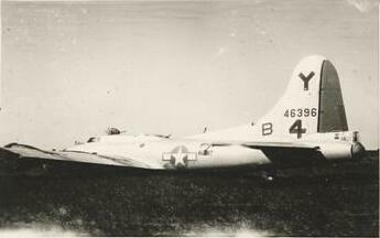 Aircraft flown in on first mission. It crash landed with another crew in March 1945.