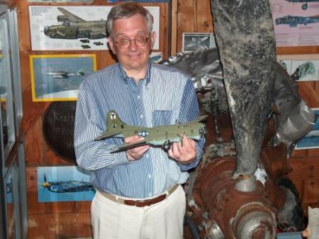 Doug Hillhouse (Navigator's Son) with Richard Pieber's model of 42-97728