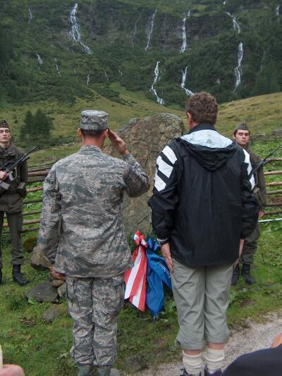 Dedication Ceremony -  Lt. Colonel Rich McCleary salutes the memories of the fallen airman