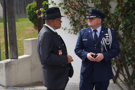 Retired Colonel of the Austrian Army, Mr. Gottfried Maicher talking with Lt. Col. Ogledzinski 